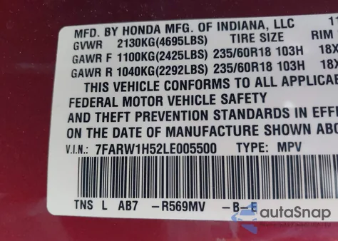 2020 Honda Cr-V 2Wd Ex from USA, damaged, VIN 7FARW1H52LE005500